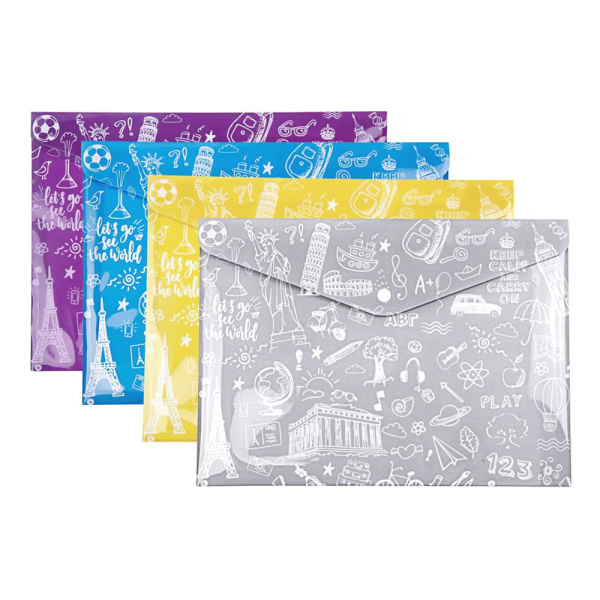 Φάκελος Α4 Doodle Bag Γκρι Typotrust 33x23.2cm με κουμπί FP25404-12