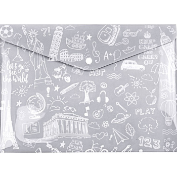ΦΑΚΕΛΟΣ ΜΕ ΚΟΥΜΠΙ Α4 ΓΚΡΙ DOODLE BAG 33x23.2cm TYPOTRUST FP25404-12