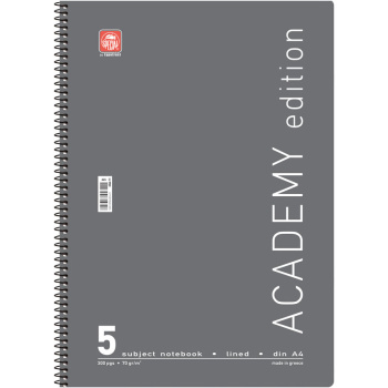 ΤΕΤΡΑΔΙΟ ΣΠΙΡΑΛ 5 ΘΕΜΑΤΩΝ Α4 ACADEMY ΓΚΡΙ SPECIAL 21x29cm