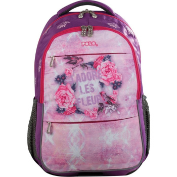BACKPACK POLO STREET ΡΟΖ ΤΣΑΝΤΑ 2 ΘΕΣΕΩΝ ΣΧΟΛΙΚΗ 9-01-222-13
