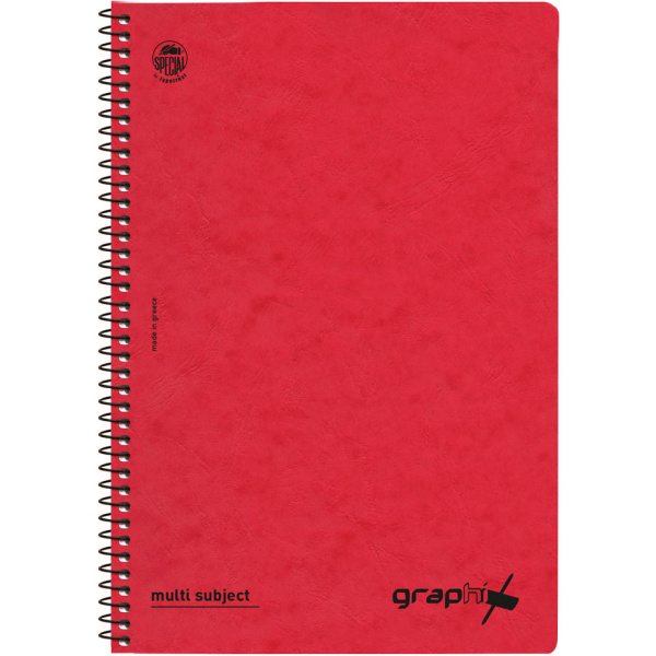 Σπιράλ 3 θεμάτων Β5 Graphix Κόκκινο Τετράδιο Special 17x25cm
