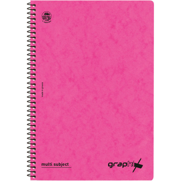Σπιράλ 3 θεμάτων Β5 Graphix Ροζ Τετράδιο Special 17x25cm