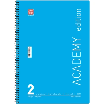 Σπιράλ 2 θεμάτων Β5 Academy Γαλάζιο Τετράδιο Special 17x25cm