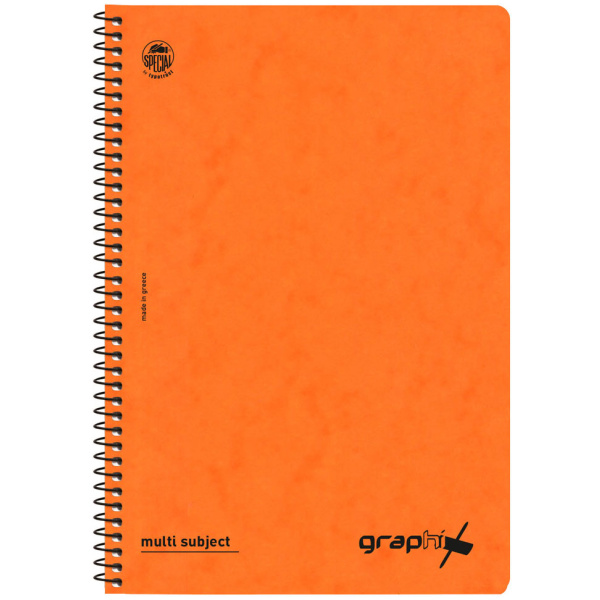 Σπιράλ 3 θεμάτων Α4 Graphix Πορτοκαλί Τετράδιο Special 21x29cm