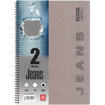 Σπιράλ 2 θεμάτων Β5 Jeans Γκρι Τετράδιο Special 17x25cm