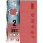 Σπιράλ 2 θεμάτων Β5 Jeans Κόκκινο Τετράδιο Special 17x25cm