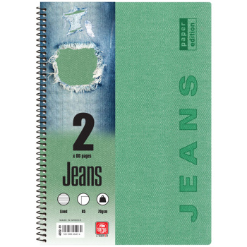 Σπιράλ 2 θεμάτων Β5 Jeans Πράσινο Τετράδιο Special 17x25cm