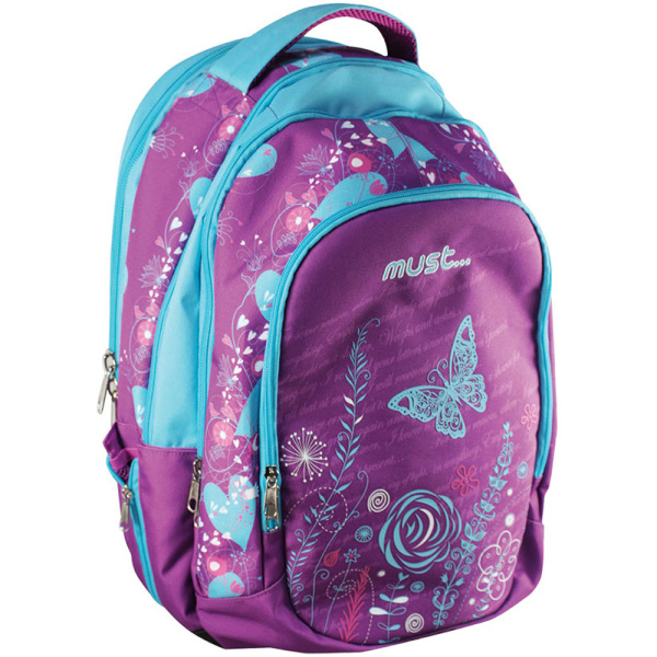 Σακίδιο Must Πεταλούδα Backpack Μωβ - Γαλάζιο 4 θέσεων 0579195
