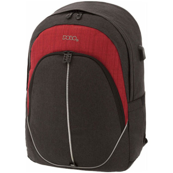 Σακίδιο Polo Backpack Led Γκρι - Κόκκινη 2 θέσεων 9-01-250-30