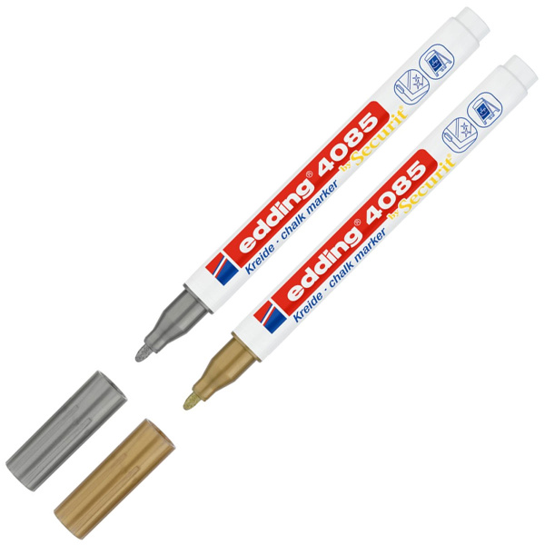 Edding 4085 Μαρκαδόροι Κιμωλίας Χρυσό - Ασημί Blister