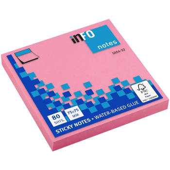 Info-Notes 75x75cm Ροζ Αυτοκόλλητα σημειώσεων 80 φύλλα 5654-32