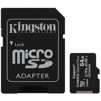 Kingston Micro Secure Digital 64GB Microsdxc Canvas Select +SD Adapter