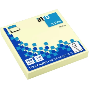 Info-Notes 75x75mm Κίτρινα Αυτοκόλλητα σημειώσεων 100 φύλλα 5654-01