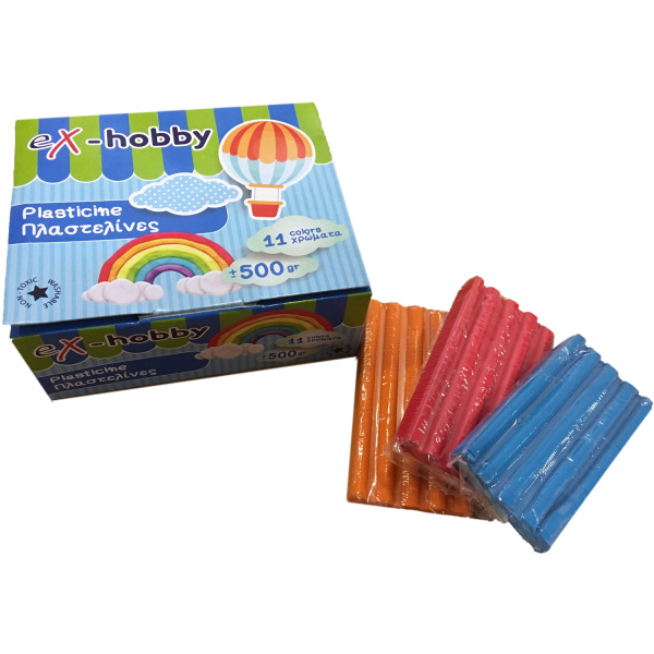 Πλαστελίνη Ex-hobby 11 Χρώματα 500gr 402412