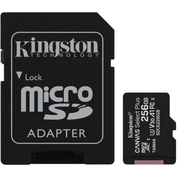 Kingston Micro Secure Digital 256GB Microsdxc Canvas Select 80R +SD Adapter