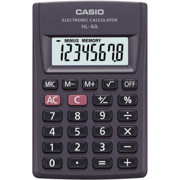 Casio HL-4A Αριθμομηχανή 8 ψηφίων μαύρη