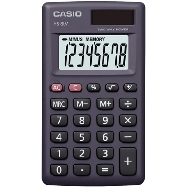 CASIO CALCULATOR 8 DIGITS HS-8LV BLACK